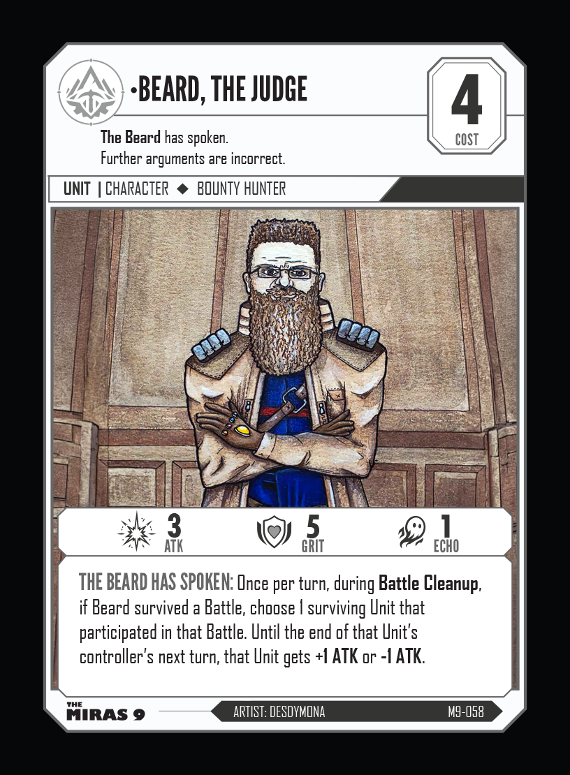 Beard, The Judge backer character card with artwork by Desdymona